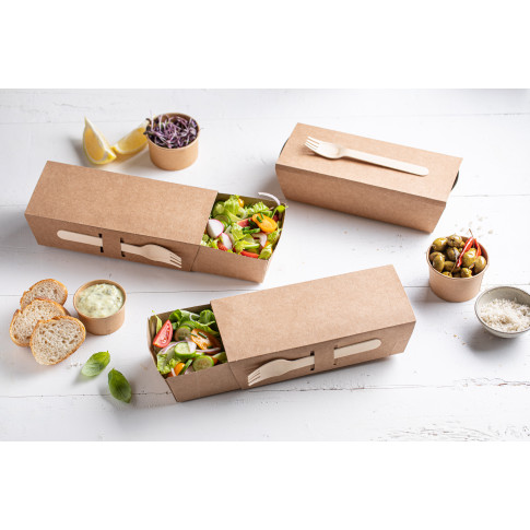 Couvercle étui coulissant en carton brun pour boite snack 215x90mm H53mm