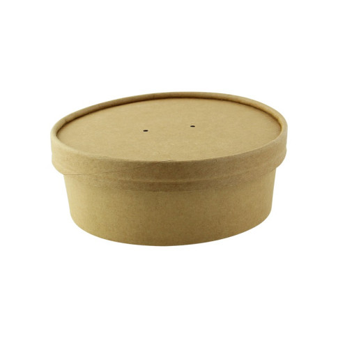 Couvercle plat brun en carton kraft perforé pour la vapeur  H16mm