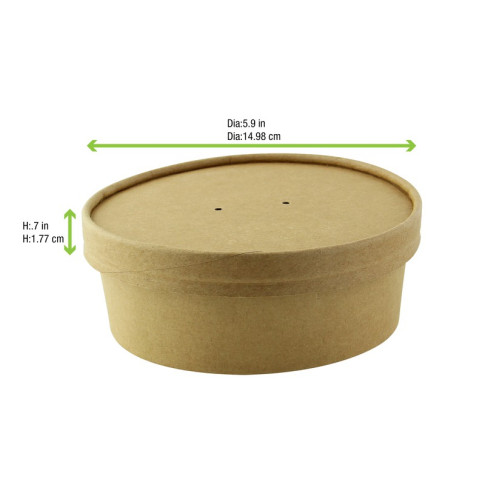 Couvercle plat brun en carton kraft perforé pour la vapeur  H16mm