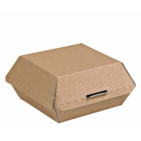 Boite burger carton kraft brun microcannelé  135x125mm H65mm
