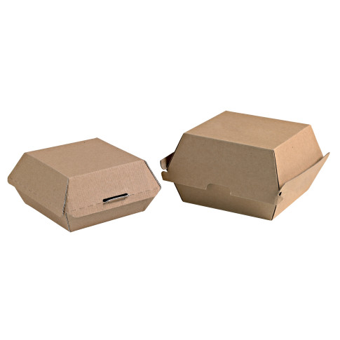 Boite burger carton kraft brun microcannelé  135x125mm H65mm