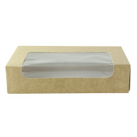 Boite carton kraft  laminé  à fenêtre  190x113mm H44mm