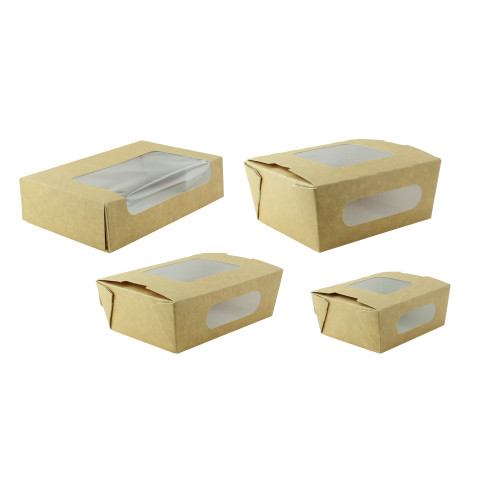 Boite carton kraft  laminé  à fenêtre  190x113mm H44mm