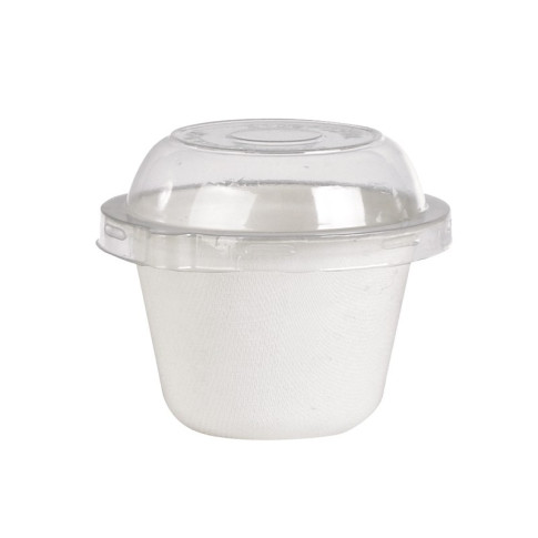 Pot à dessert blanc en pulpe de canne à sucre  H53mm 133ml