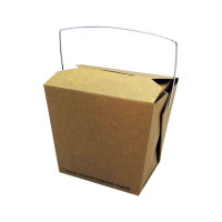 Boite carton kraft carré avec anse  95x73mm H90mm 450ml