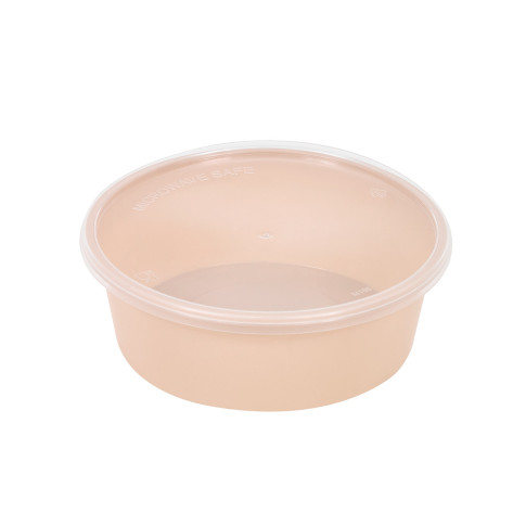Bol Reemp beige en plastique PP avec couvercle transparent   H41mm 300ml