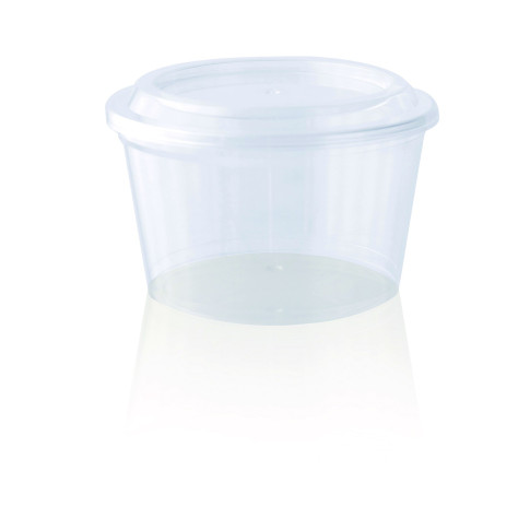 Pot à sauce rond en plastique PS cristal  H61mm 350ml