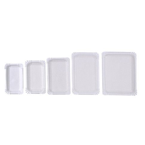 Assiette rectangulaire en carton vierge blanc 225gsm 200x160mm