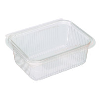 Barquette rectangulaire PLA transparente avec couvercle attaché  188x143mm H67mm 1000ml