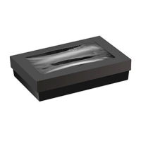 Boîte "Kray" rectangulaire carton noir avec couvercle à fenêtre 225x155mm H53mm