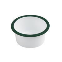Pot enamel blanc en acier émaillé à bord droit et vert   H45mm 160ml