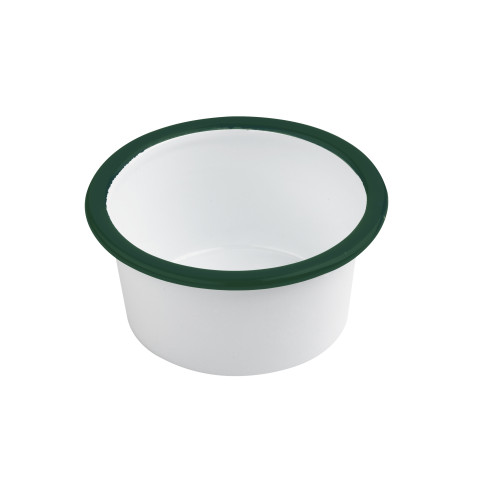 Pot enamel blanc en acier émaillé à bord droit et vert   H45mm 160ml