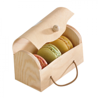 Boite mini bûche bois pour 3 macarons  110x80mm H55mm