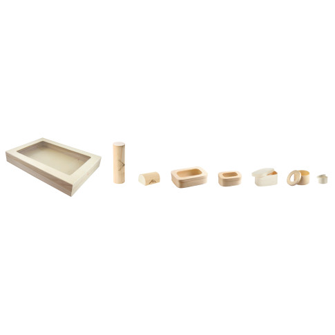 Boite mini bûche bois pour 3 macarons  110x80mm H55mm