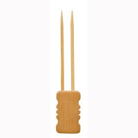 Pique bambou Mbola double branches avec une extrémité en bloc en bambou  H150mm