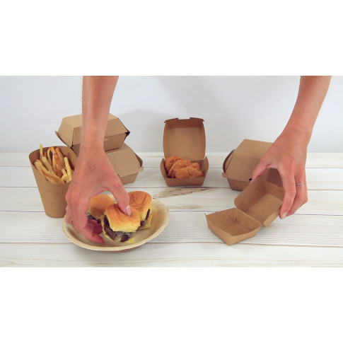 Boite burger carton kraft brun  75x75mm H50mm