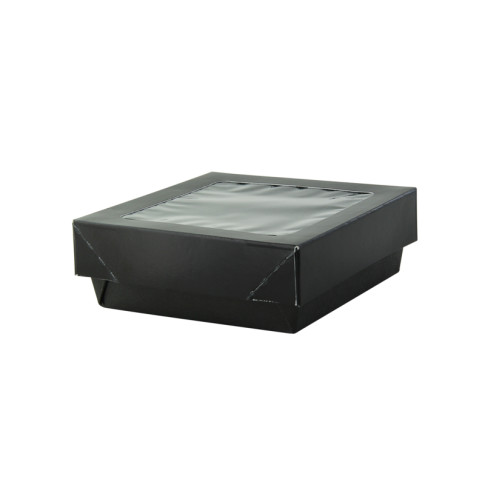 Boîte "Kray" carrée carton brun avec couvercle à fenêtre 85x85mm H40mm 200ml