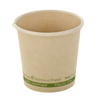Gobelet beige en carton fibre de bambou sans plastique, Waterbased  H60mm 90ml