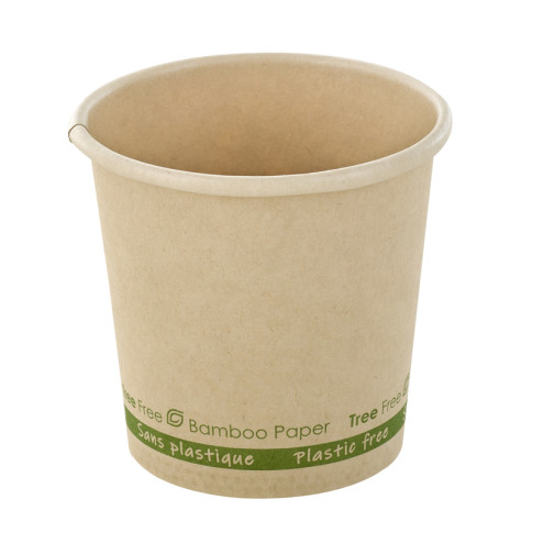 Gobelet beige en carton fibre de bambou sans plastique, Waterbased  H60mm 90ml