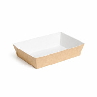 Panier à salade carton kraft brun ingraissable interieur blanc  220x170mm H40mm 850ml