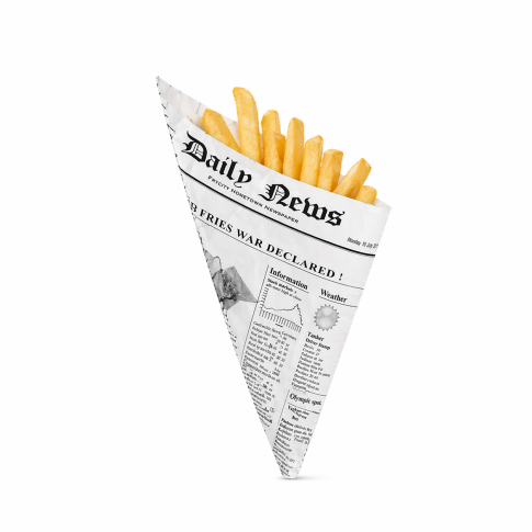 Cône papier ingraissable décor journal - 380x300mm H300mm 960ml