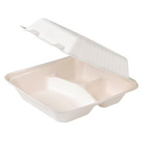 Coquille blanche pulpe 3 compartiments  234x231mm H80mm