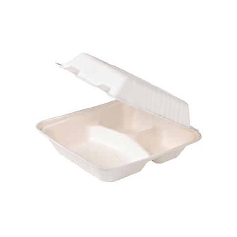Coquille blanche pulpe 3 compartiments  234x231mm H80mm