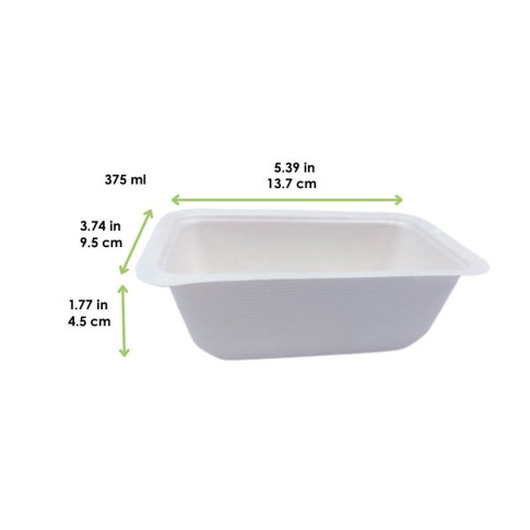 Barquette scellable pulpe laminée PLA  137x95mm H45mm 375ml
