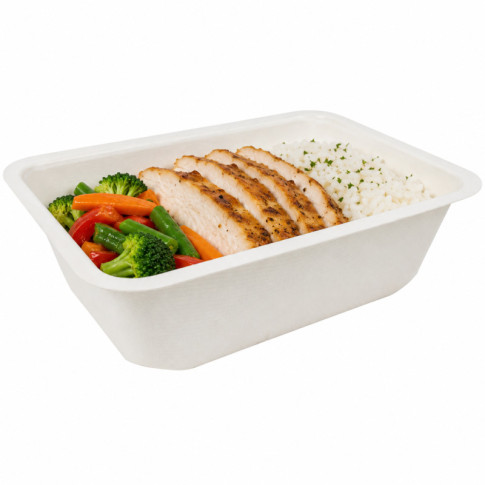 Barquette scellable pulpe laminée PLA  190x137mm H55mm 950ml