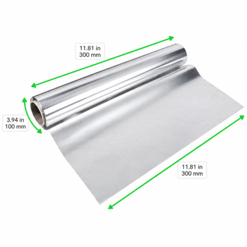 Rouleau de film aluminium de 10 microns ,29 cm de large et 200 m de long 300x300mm H100mm