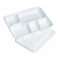 Plateau repas pulpe 5 compartiments avec couvercle  282x220mm H37,5mm