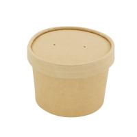 Pot carton brun chaud et froid avec couvercle carton   H60mm 240ml