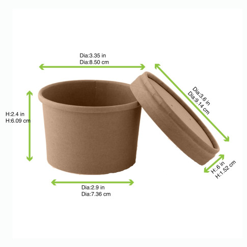 Pot carton brun chaud et froid avec couvercle carton   H60mm 240ml