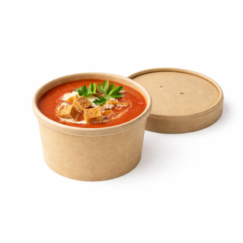 Pot carton brun chaud et froid avec couvercle carton   H60mm 240ml