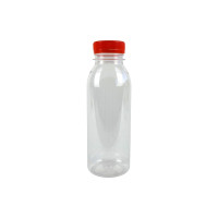 Bouteille transparente en plastique RPET avec bouchon orange 61 H161mm 330ml