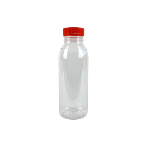 Bouteille transparente en plastique RPET avec bouchon orange 61 H161mm 330ml