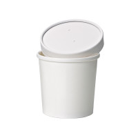 Pot carton blanc chaud et froid avec couvercle carton   H100mm 470ml