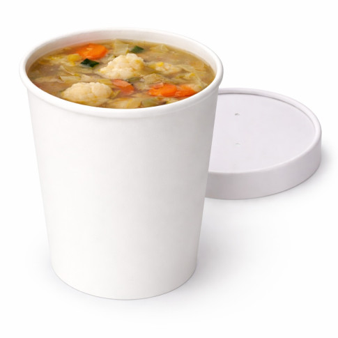 Pot carton blanc chaud et froid avec couvercle carton   H100mm 470ml