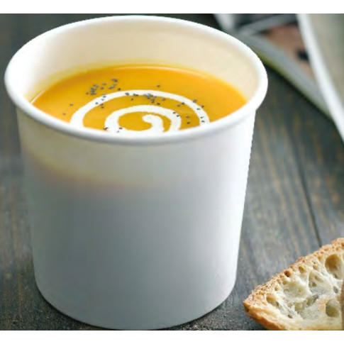 Pot carton blanc chaud et froid avec couvercle carton   H100mm 470ml