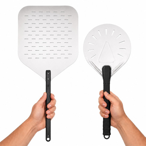 2 Pelles pizza perforées en aluminium pelle à enfourner et pelle à retourner 355x406mm