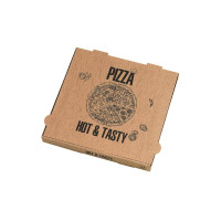 Boite à pizza carton brun, décor "Hot and Tasty"  260x260mm H40mm