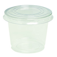 Pot plastique PET transparent avec couvercle dôme et trou   H85mm 200ml