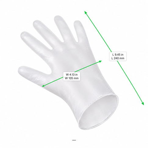 Gant vinyle micro-poudré taille L 4,7 gr - Conforme à la règlementation REACH 240x105mm