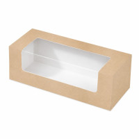 Boîte carton à fenêtre PET pour éclair ou macaron 150x60mm H50mm