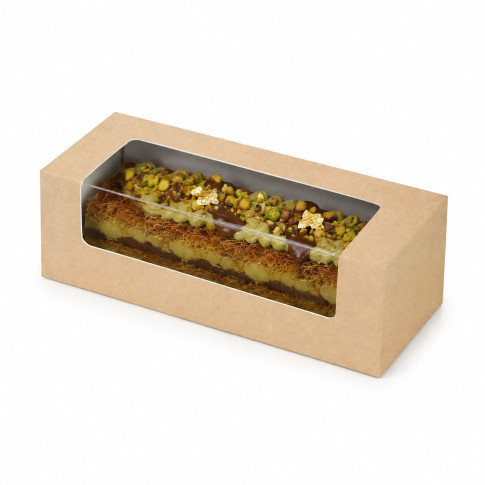 Boîte carton à fenêtre PET pour éclair ou macaron 150x60mm H50mm