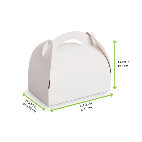Boîte pâtissière carton blanche avec anse 110x110mm H153mm