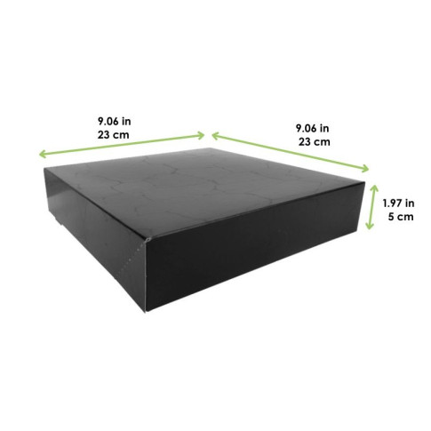 Boîte pâtissière noire effet marbré 230x230mm H50mm