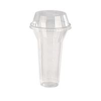 Pot / Coupe transparent plastique PET avec couvercle dôme et trou   H127mm 450ml