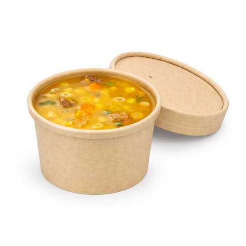 Pot carton fibre de bambou chaud et froid avec couvercle   H75mm 240ml