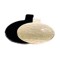 Rond avec languette carton double face or noir